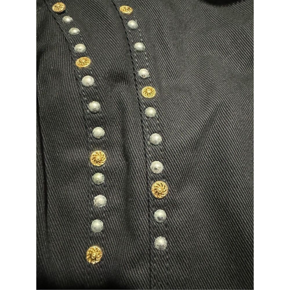 Jean Vest black studded zip front Embellished M - Picture 6 of 10